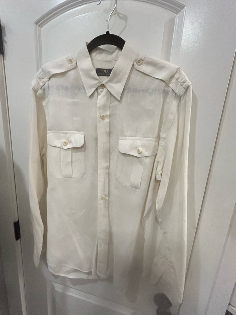 Polo by Ralph Lauren Cream Shirt with Navy and Gold Label